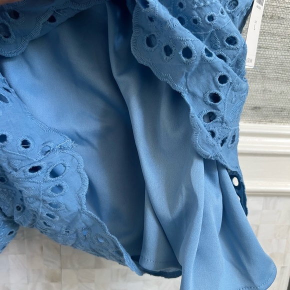 NWT new large Anthropologie ett:twa eyelet shorts blue elastic waist lace - Picture 7 of 12